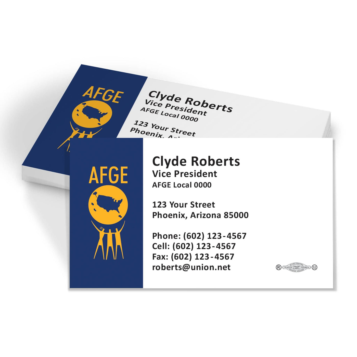 AFGE Union Printed Business Cards - AFGE-101