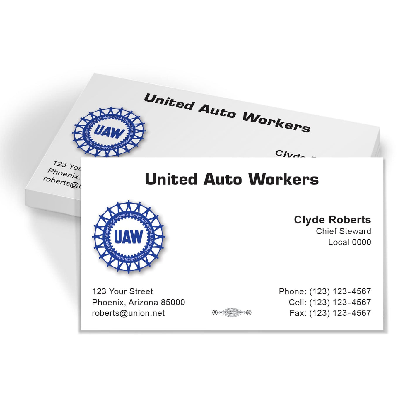 UAW-United-Auto-Workers Union Printed Business Cards 