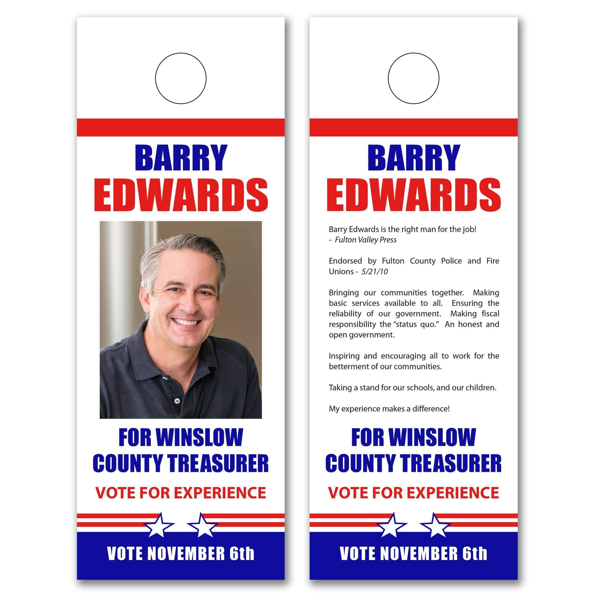 Political Door Hanger Printing  Purchase Political Campaign Door Hangers  Online at U.S. Press