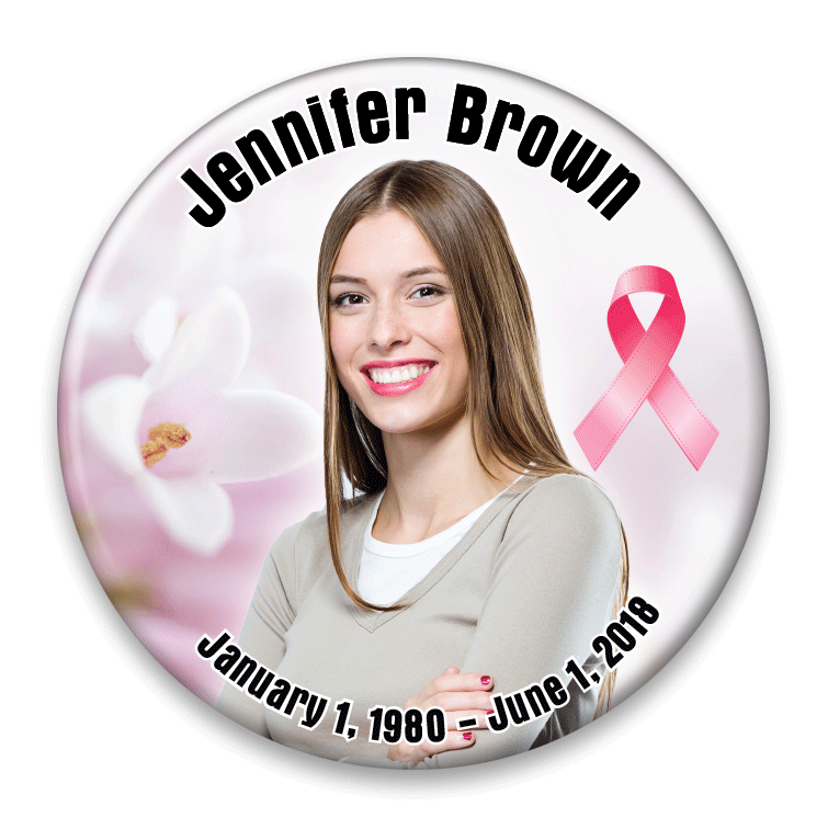 BROWN PINBACK Template,Full Color Personalized Funeral Buttons