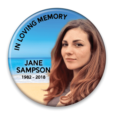 Memorial Photo Button Template - 319 - pinback, beach, ocean