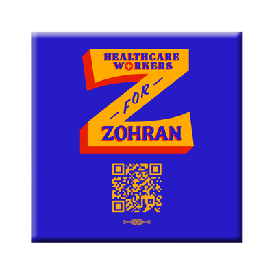 Healthcare Workers for Zohran “Z” Logo Union Printed Square Pinback Button