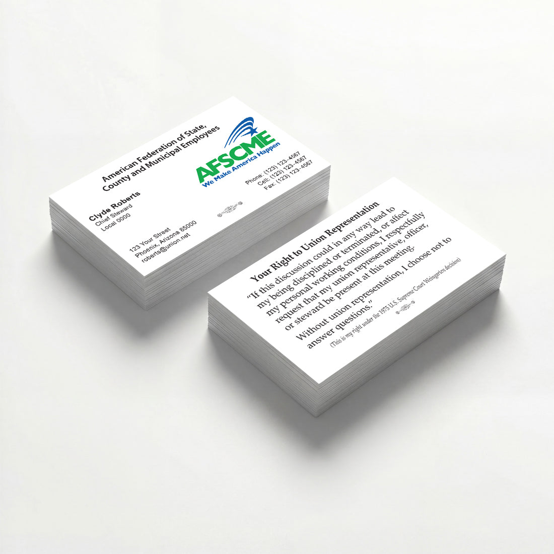 AFSCME Union Printed Business Cards | American Federation of State ...