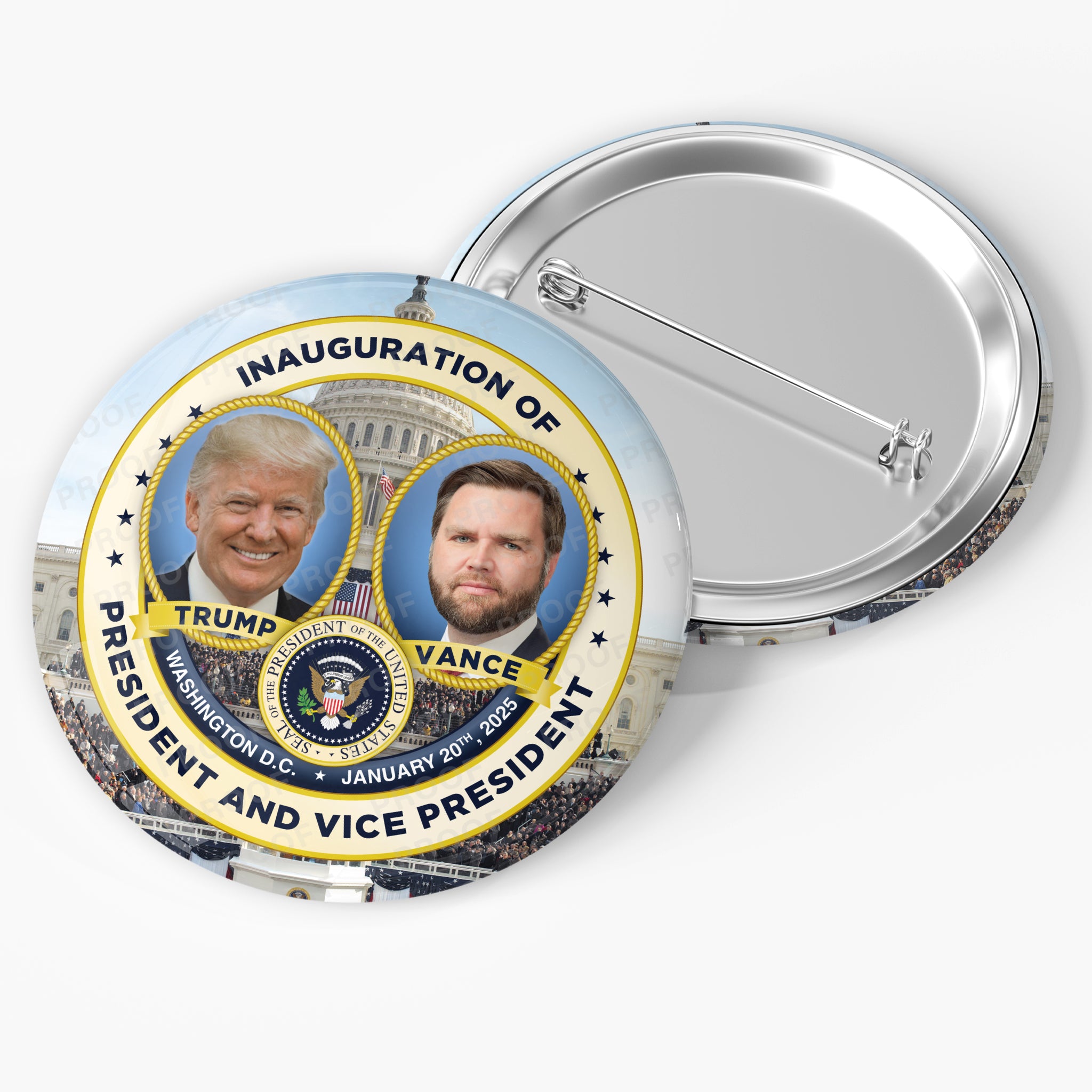 Trump Vance Inauguration Pin Back Button / DT25203