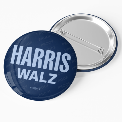 Harris Walz 2024 Blue Campaign Pin Back Button Union Made 