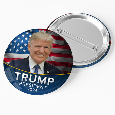 President Trump 2024 Election Photo pin back button 