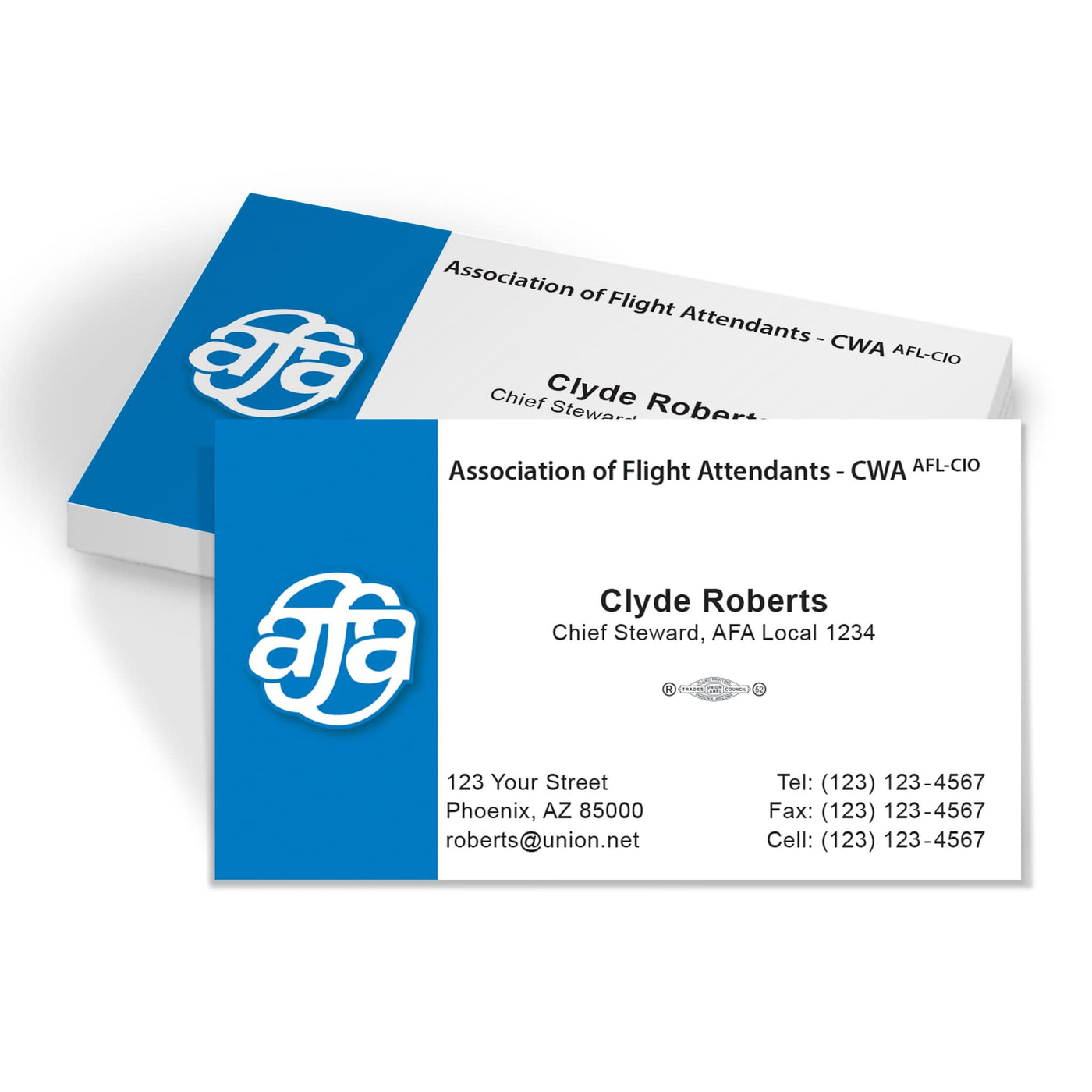AFA Union Printed Business Cards - AFA-FB