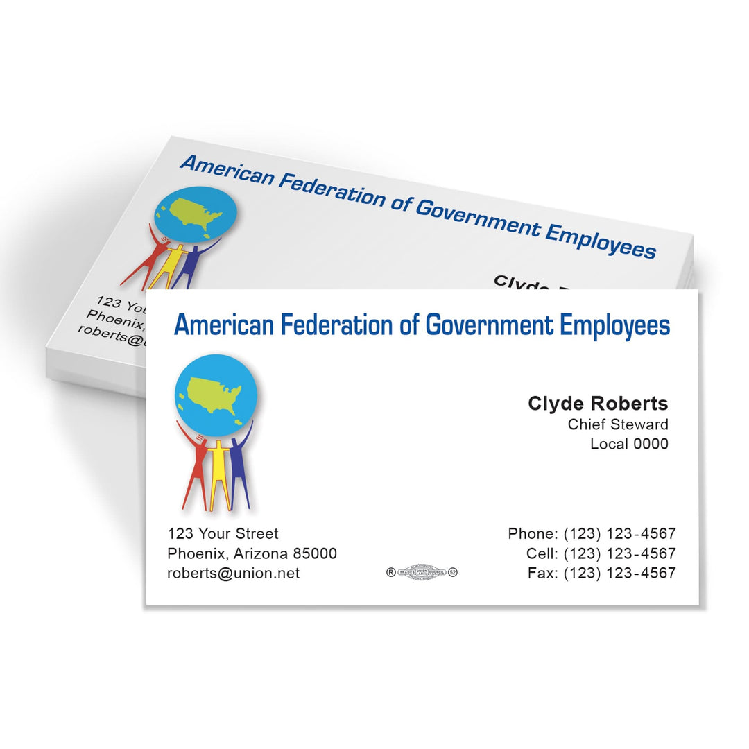 AFGE Union Printed Business Cards - AFGE-102 - Dr. Dons Buttons & More