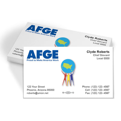 AFGE Union printed business cards with union label 