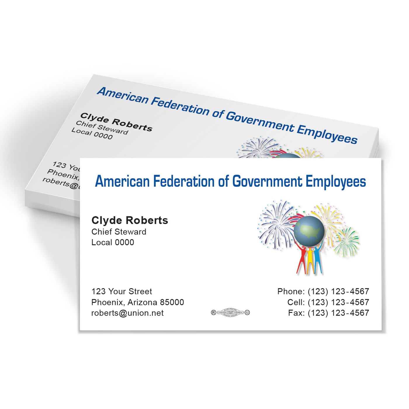 AFGE Union Printed business with Union label 