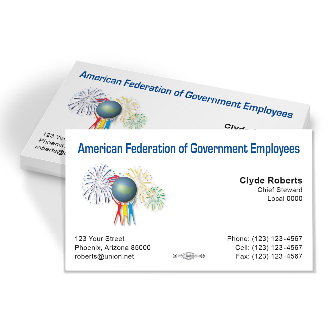 AFGE Union Printed business with Union label 