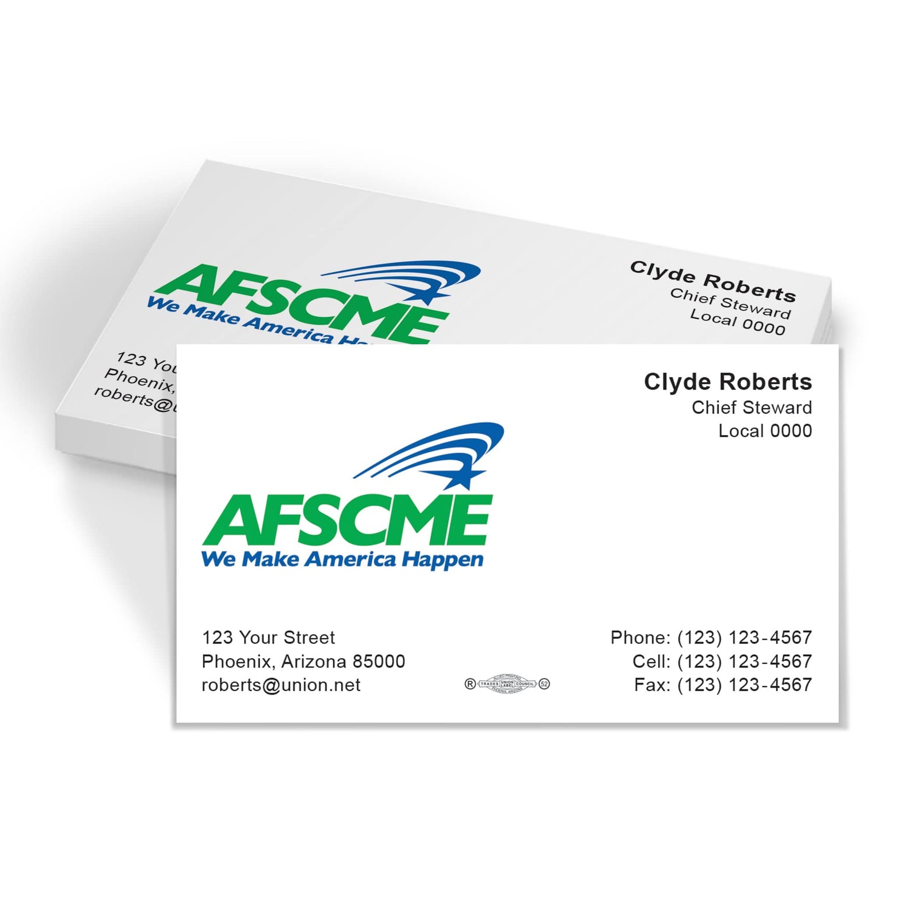Afscme Sticker AFSCME Union Printed Business Cards | American Federation of State ...
