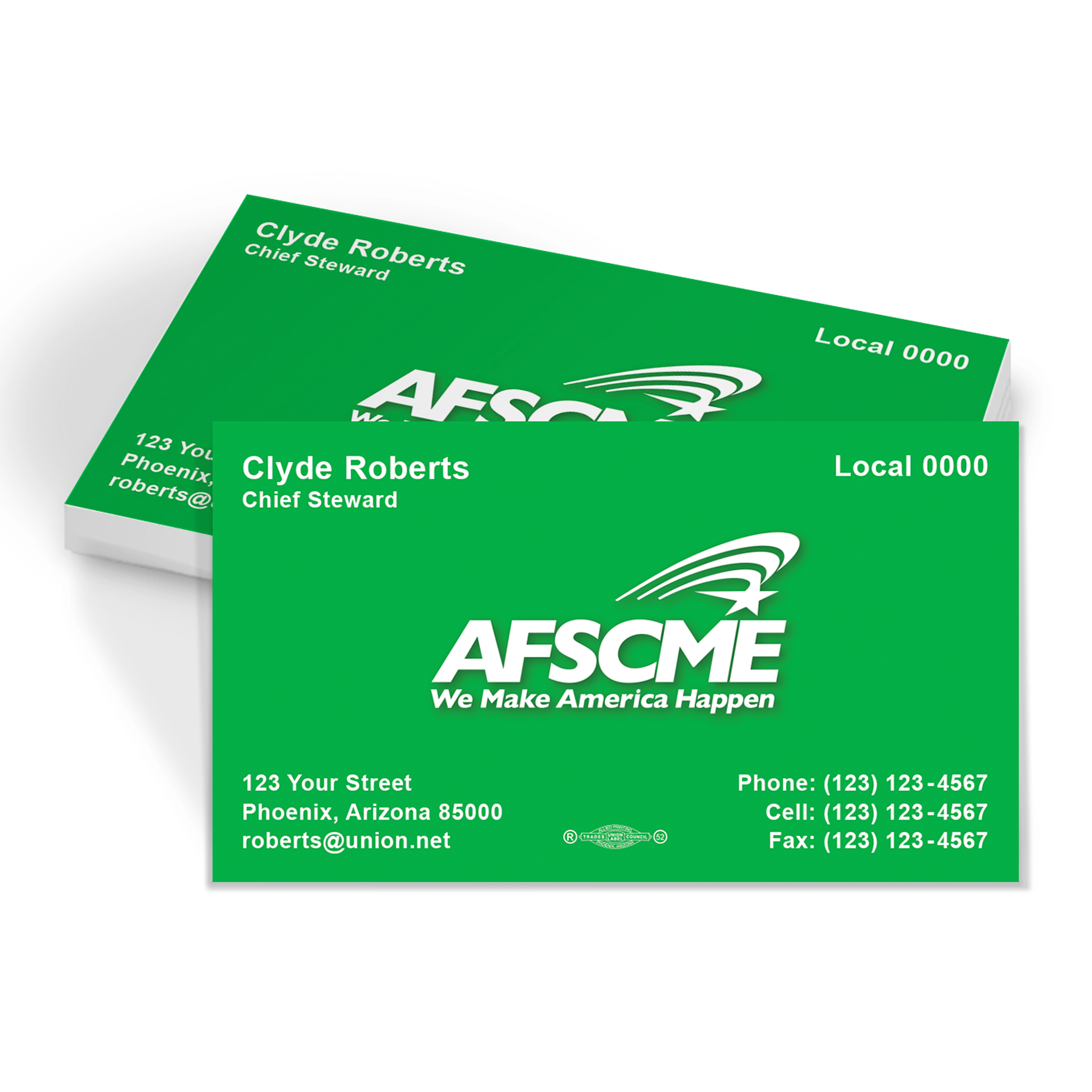 AFSCME Union Printed Business Cards - AFSCME-FB – Buttonsonline