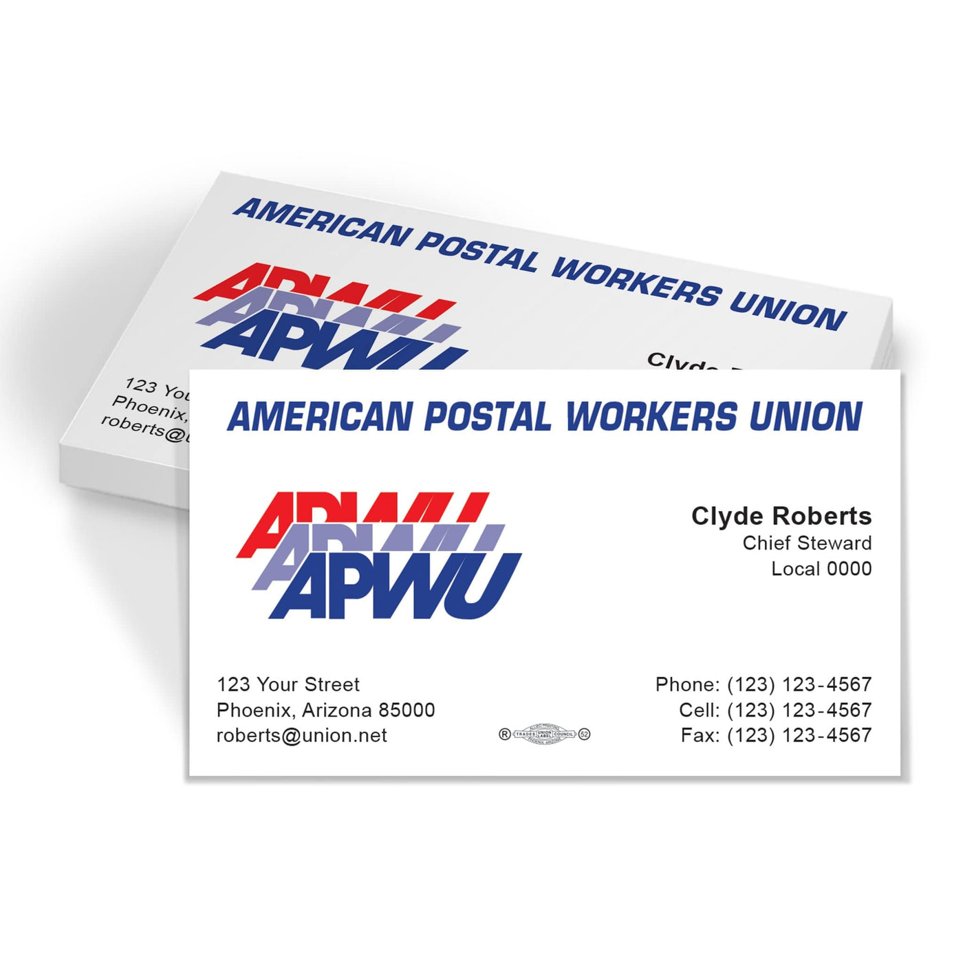 APWU Union Printed Business Cards - APWU-101
