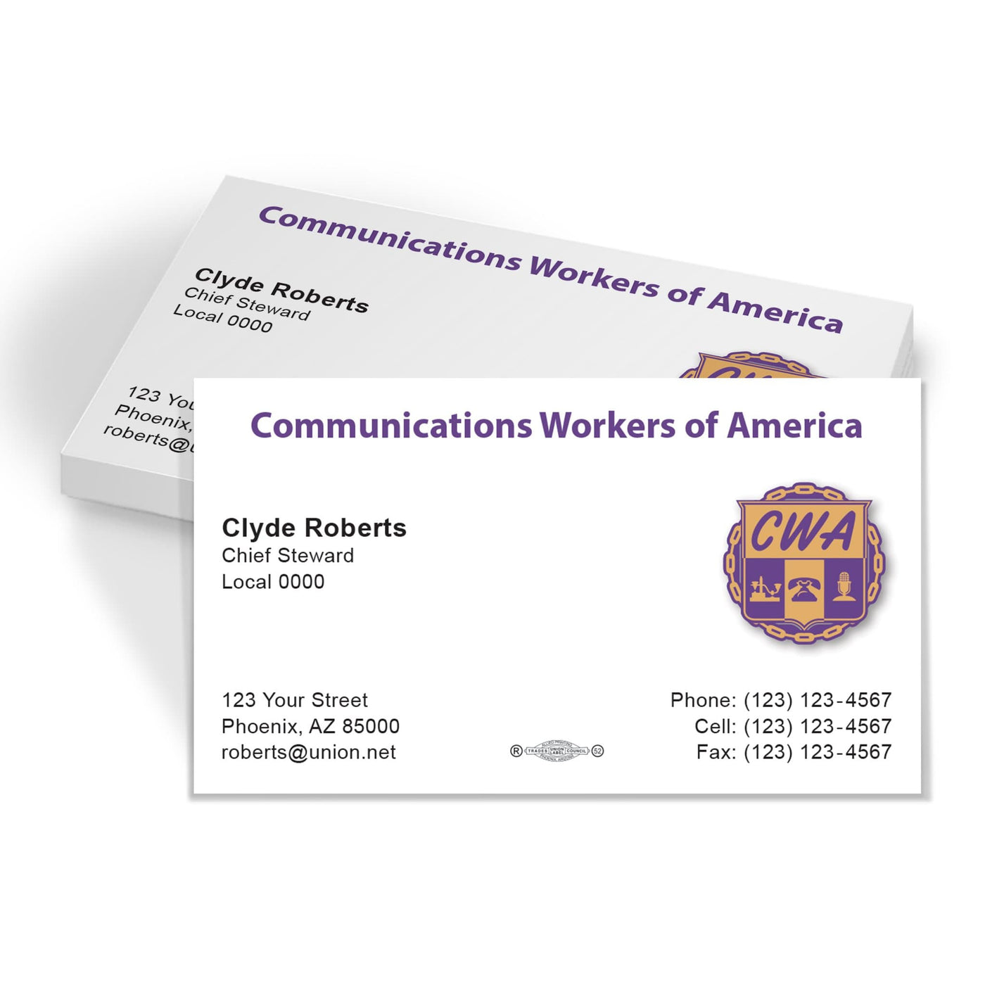 CWA Union Printed Business Cards - CWA-101