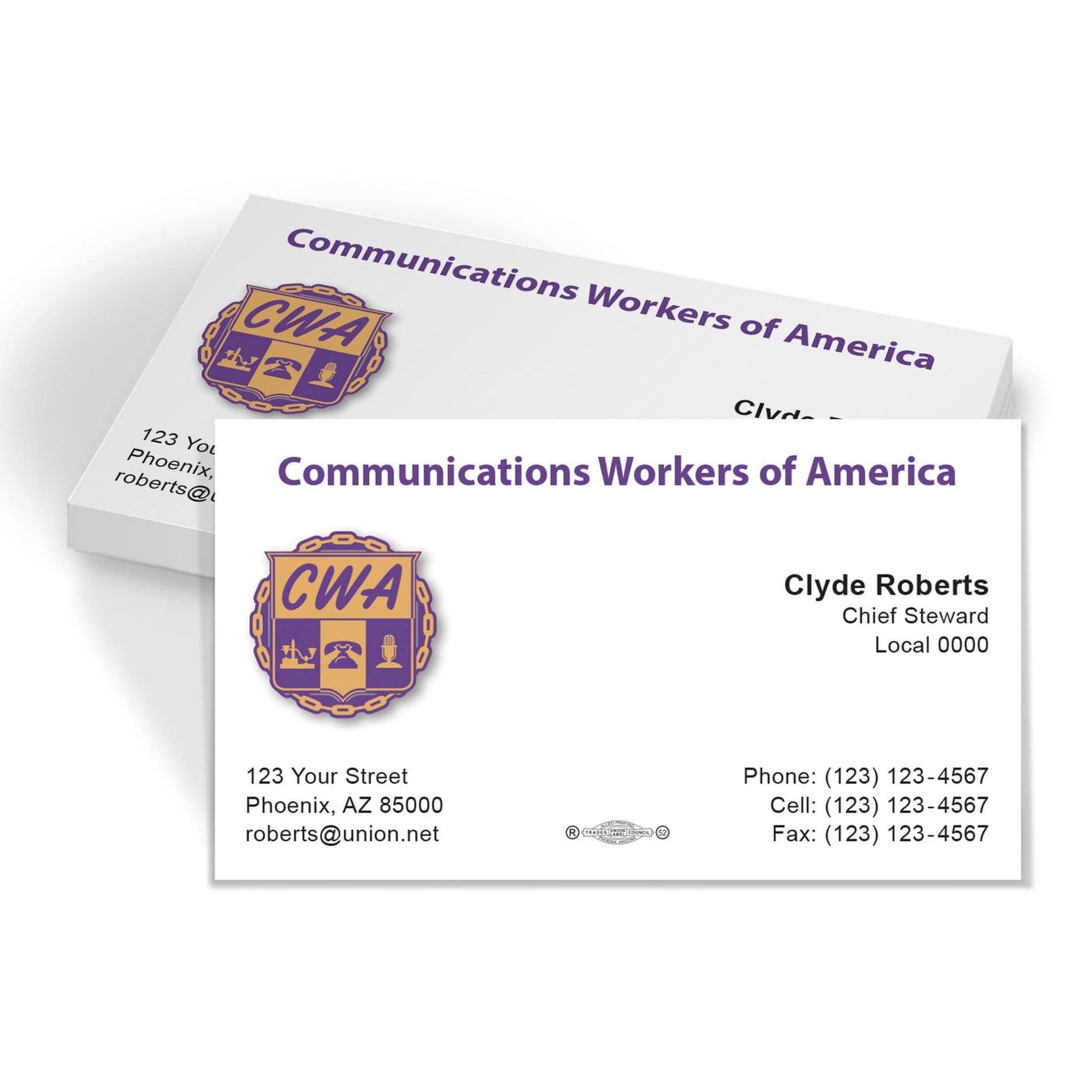 CWA Union Printed Business Cards - CWA-101