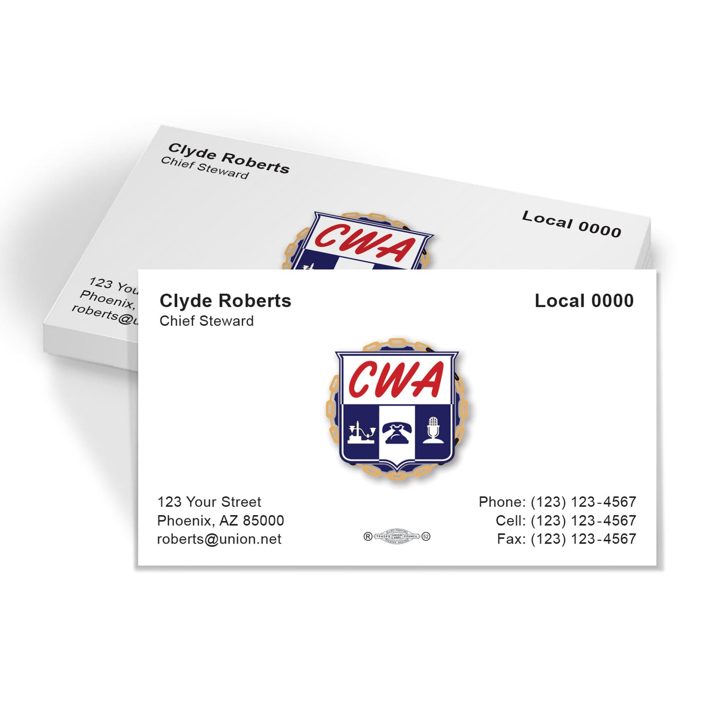 CWA Union Printed Business Cards - CWA-102