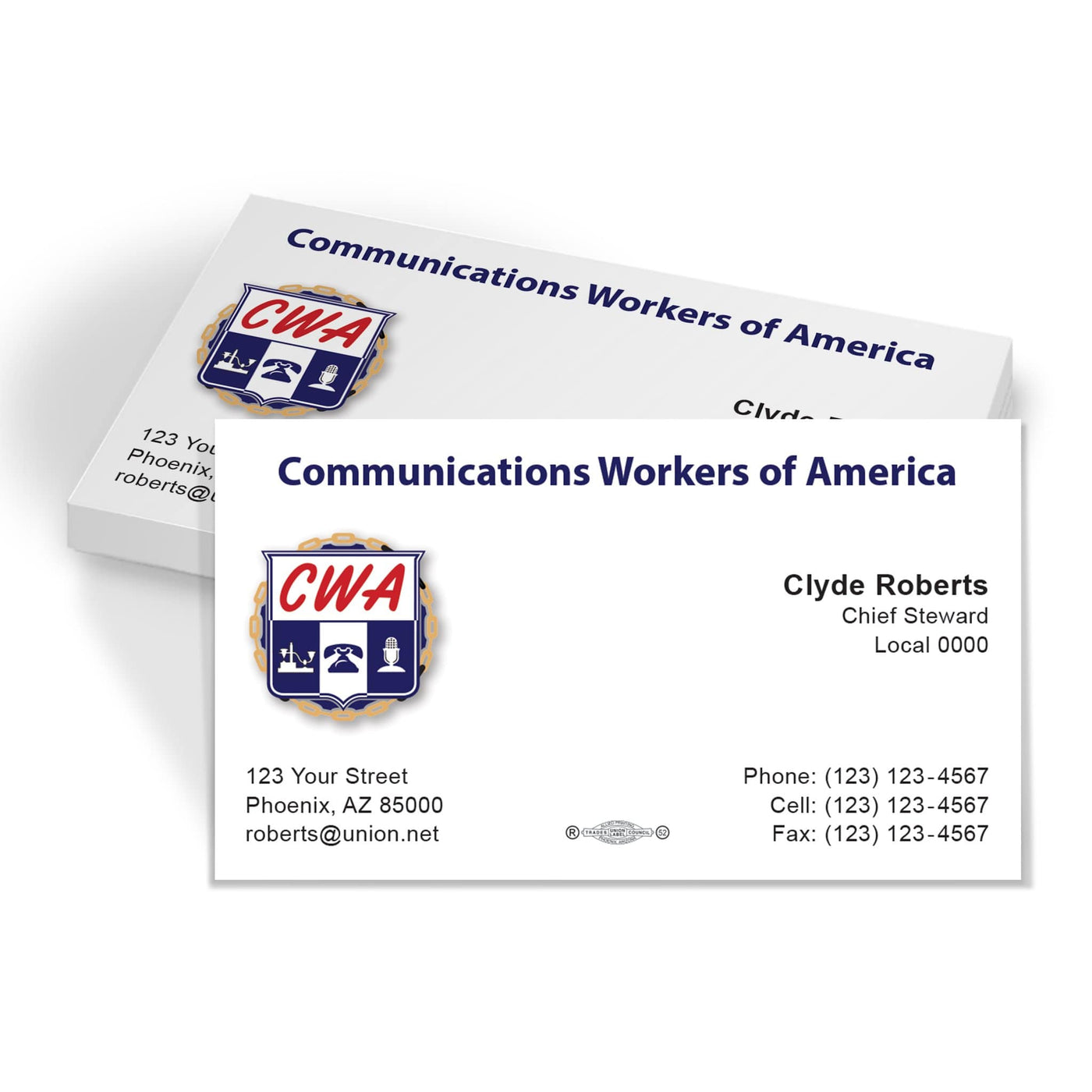 CWA Union Printed Business Cards - CWA-102