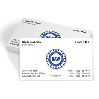 UAW Union Printed Business Cards - UAW-101