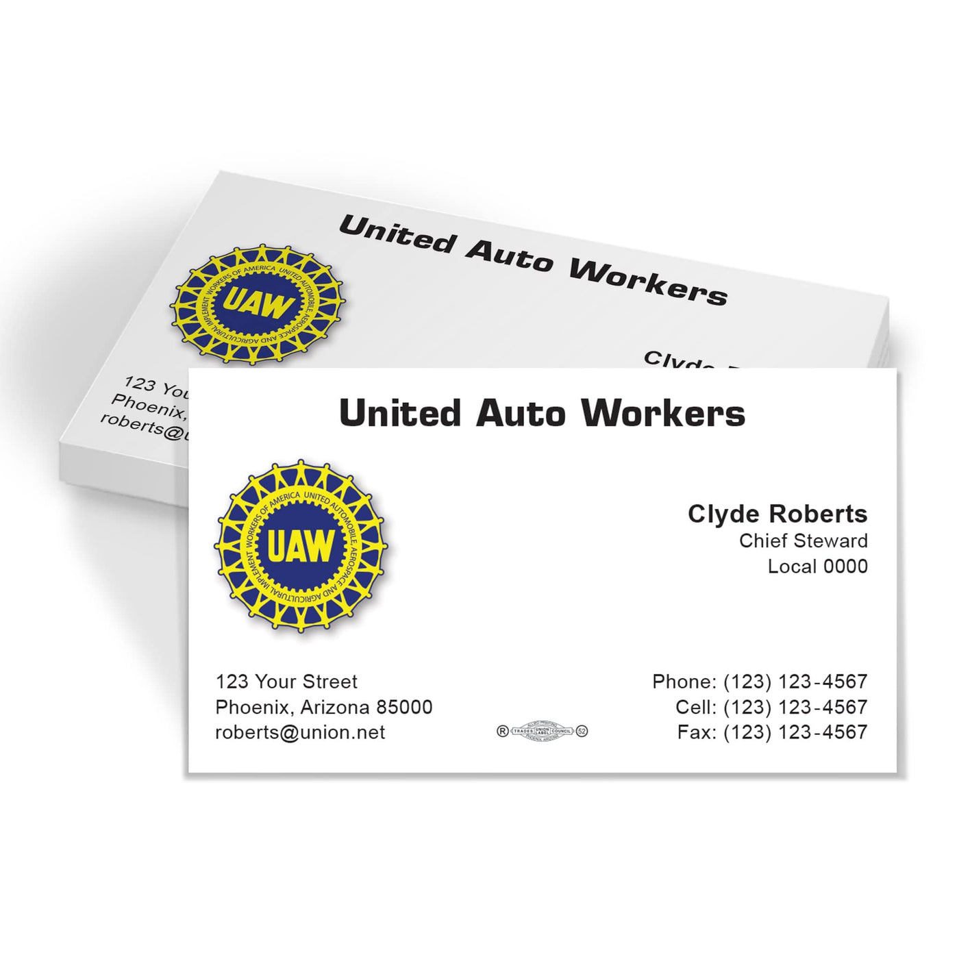 UAW-United-Auto-Wrokers-Union-Printed-Business-Cards