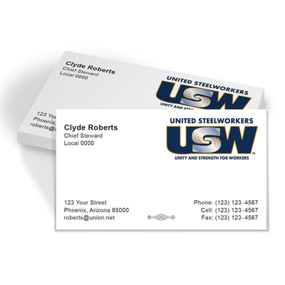 USW Union Printed Business Cards - USW-101