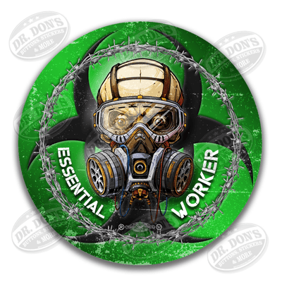 Essential worker skull gas mask green vinyl sticker decal 