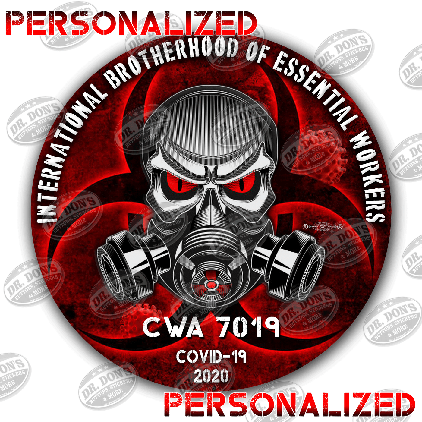 Personalized Brotherhood of essential workers vinyl stickers Red with skull and gas mask 