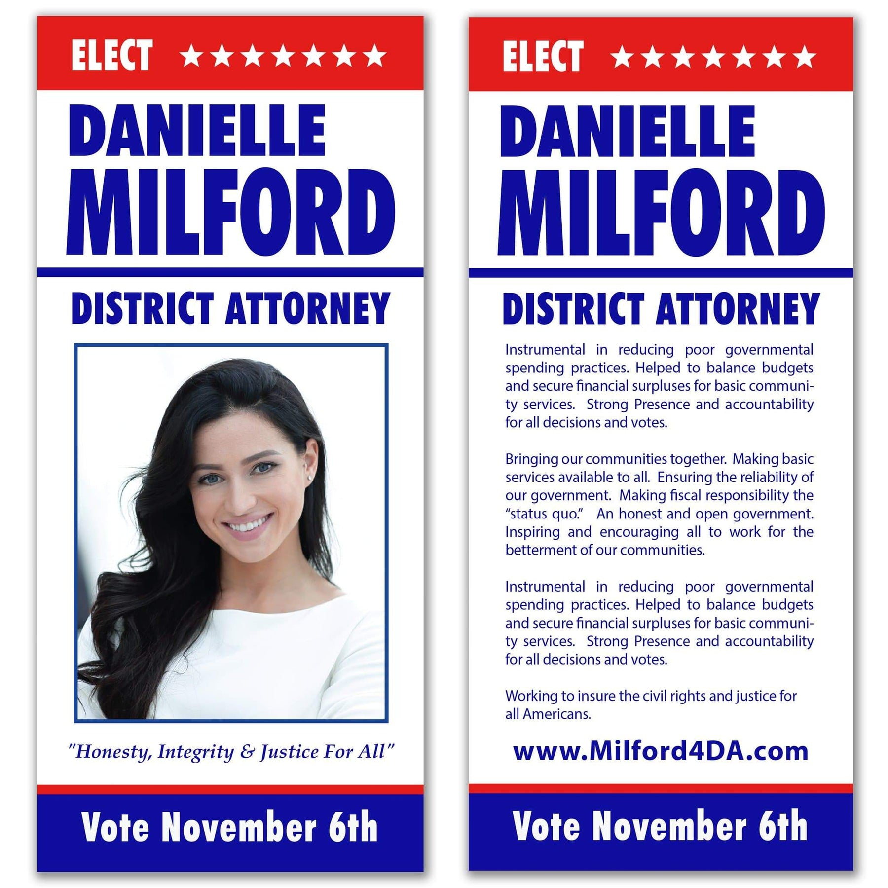 Push Card Political Palm Card / Push Card Templates - SET UP ONLY - PC-14 ...