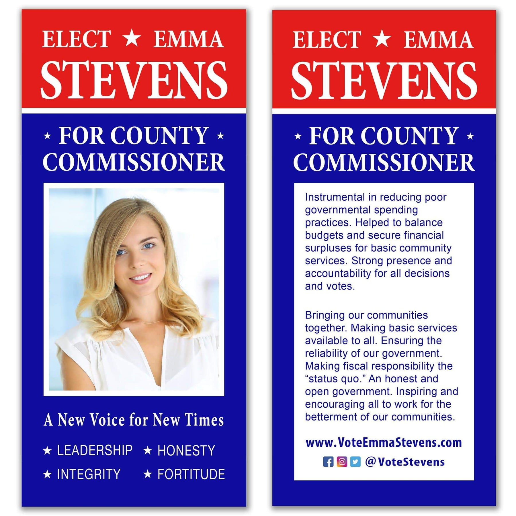Political Palm Card / Push Card Templates - SET UP ONLY - PC-18