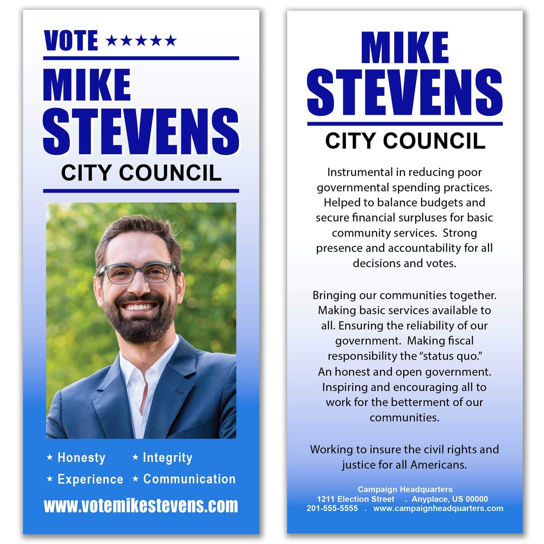 Palm Card Example Political Palm Card Templates PC 3 | Election Push Cards