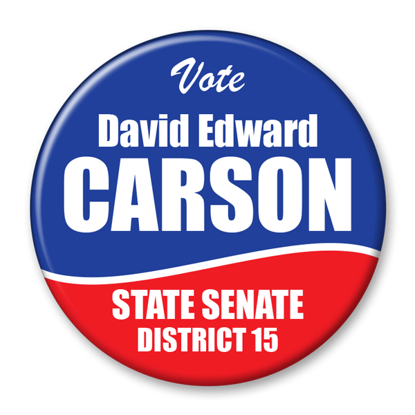 Political Campaign Button Template - PCB-107, pinback red white and blue