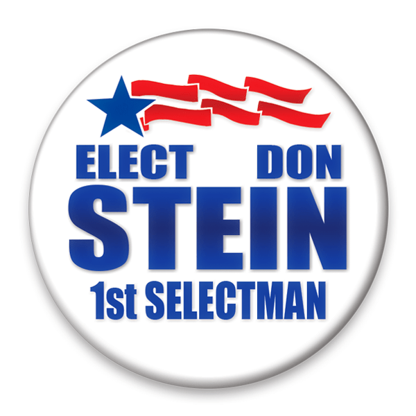 Political Campaign Button Template - PCB-112, Pinback, blue star, red streamers 