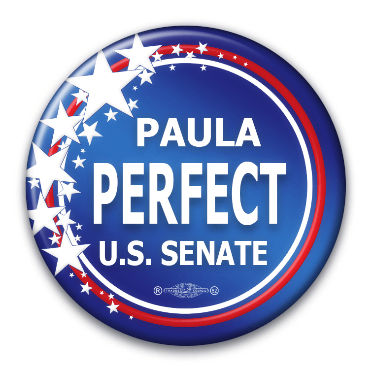 Political Campaign Button Template - PCB-116, Pinback, gradient blue, stars