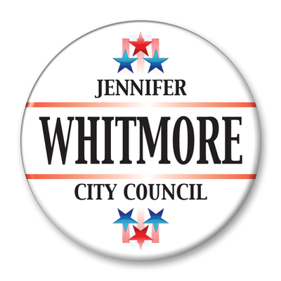 Political Campaign Button Template - PCB-118, pinback, white red bands blue and red stars