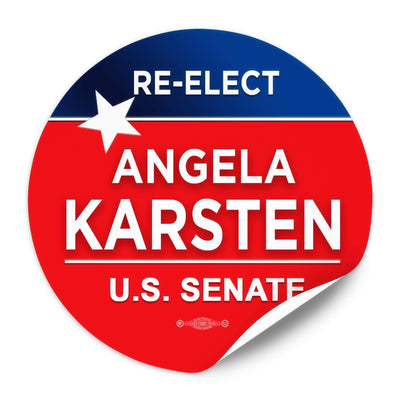 Political Campaign Sticker Template - PCS-102, paper with adhesive back, star, red white and blue