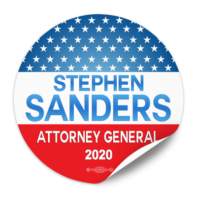 Political Campaign Sticker Template - PCS-103, paper with adhesive back, stars, red white and  gradient lighter blue