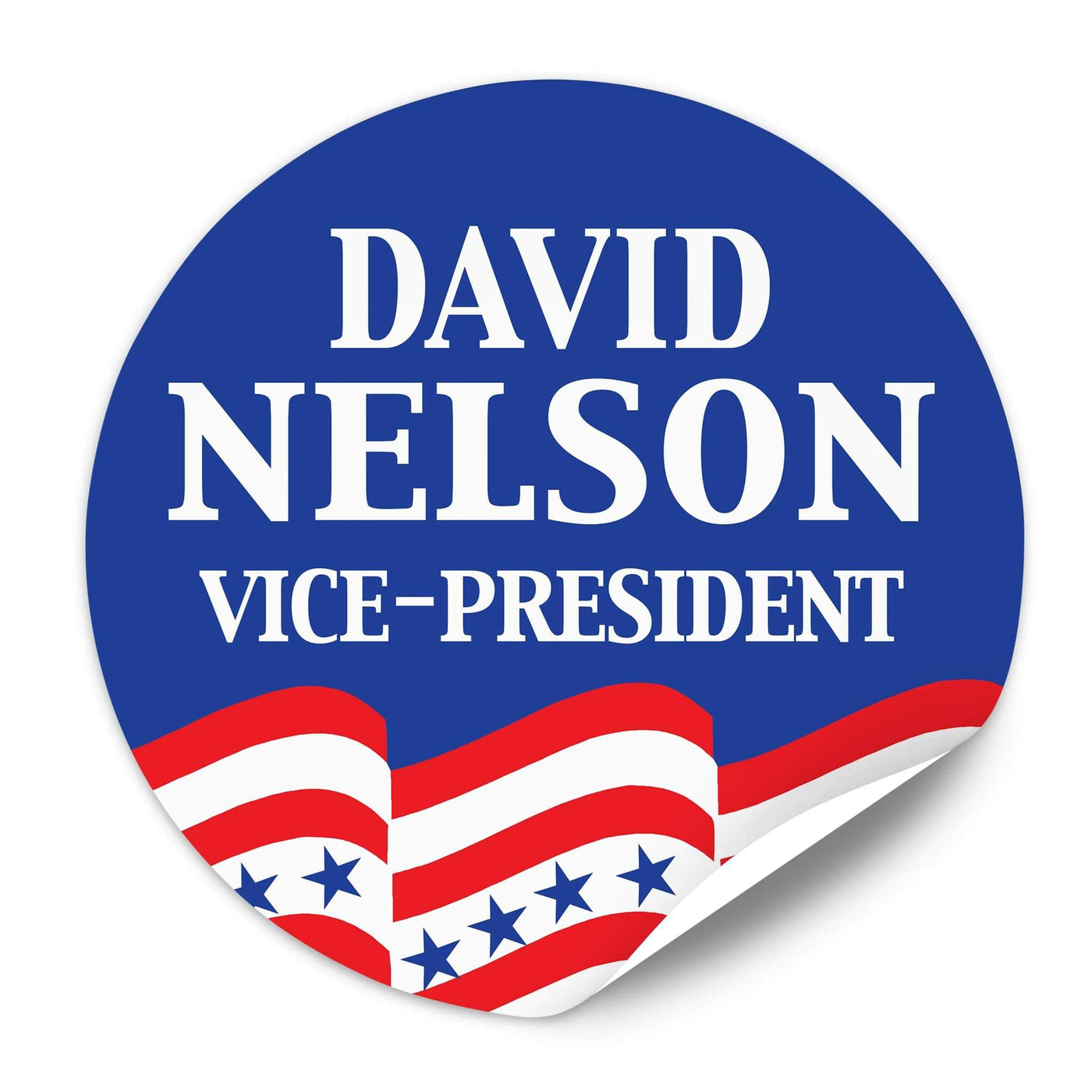 Political Campaign Sticker Template - PCS-106, paper with adhesive back, wavy stripes, stars