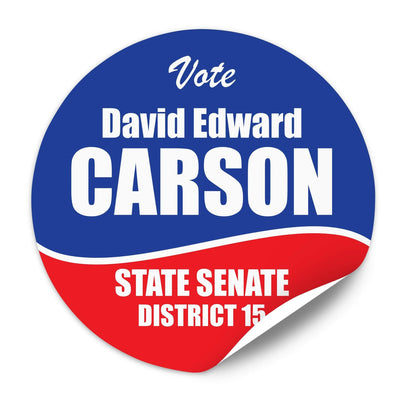 Political Campaign Sticker Template - PCS-107, paper with adhesive back, red white and blue