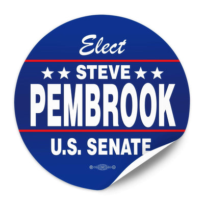 Political Campaign Sticker Template - PCS-109, paper with adhesive back, red lines, blue, stars