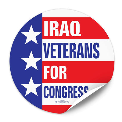 Political Campaign Sticker Template - PCS-110, paper with adhesive back, three stars stripes with text