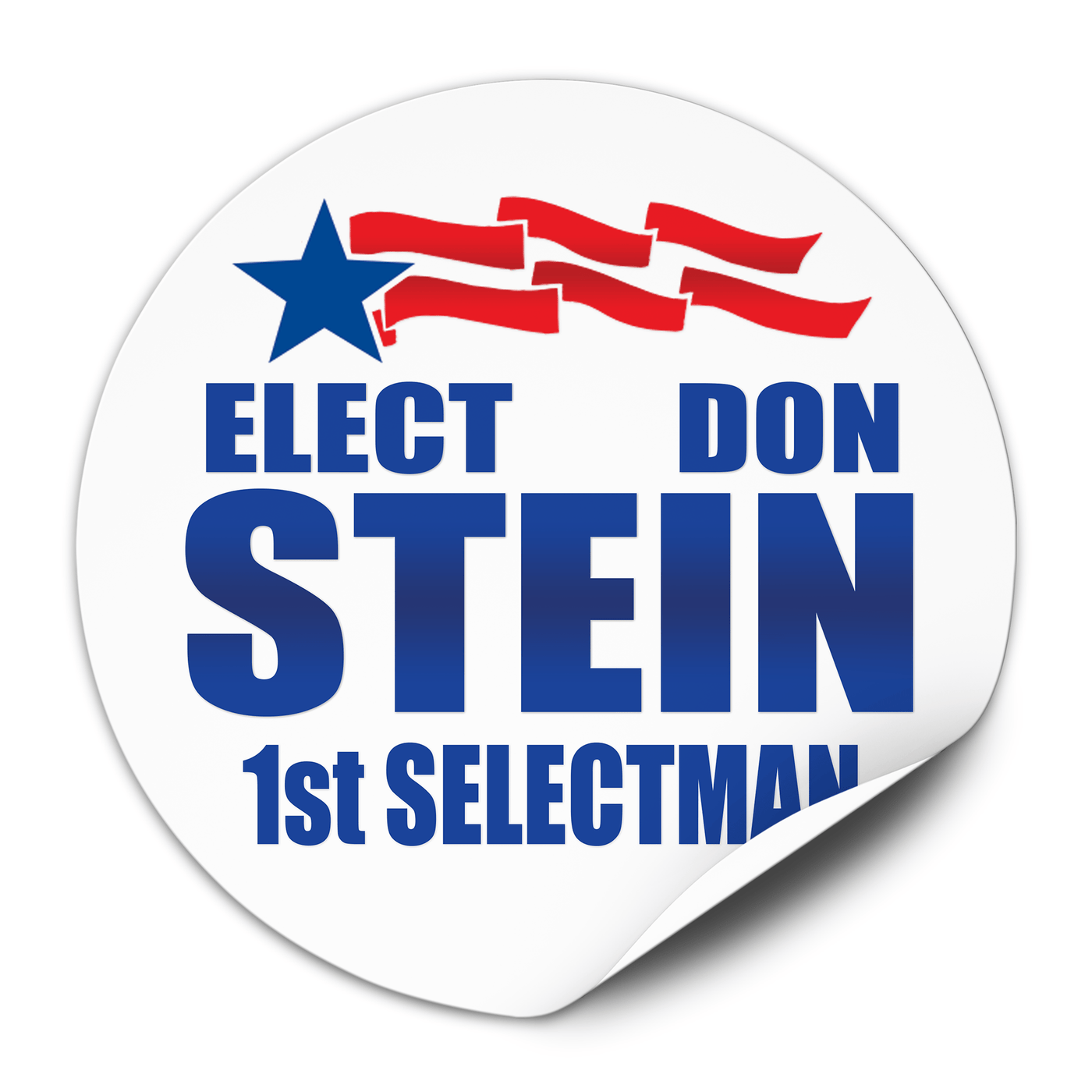 Political Campaign Sticker Template - PCS-108, paper with adhesive back, red streamers, blue star
