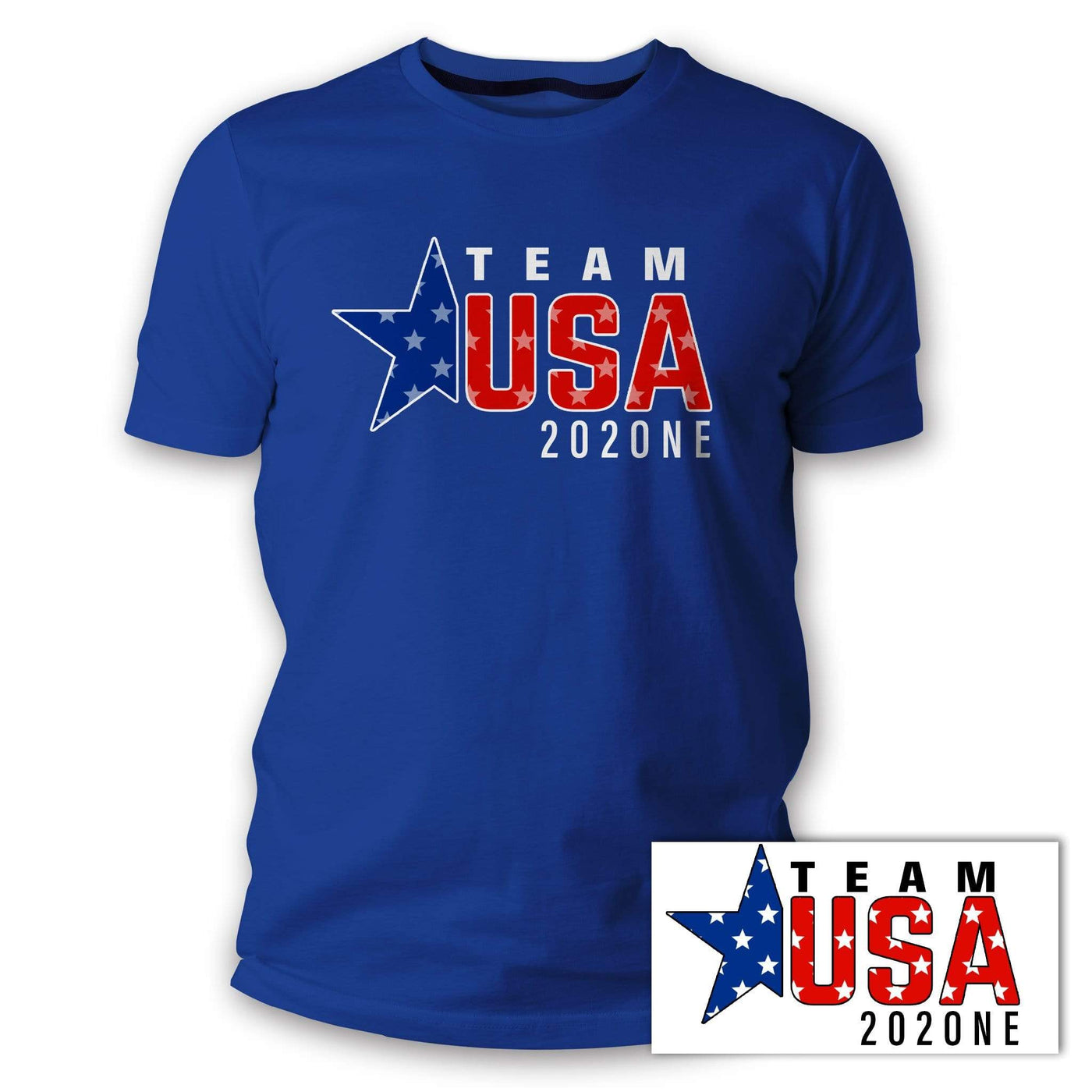 Team USA Blue T Shirt with Vinyl Sticker