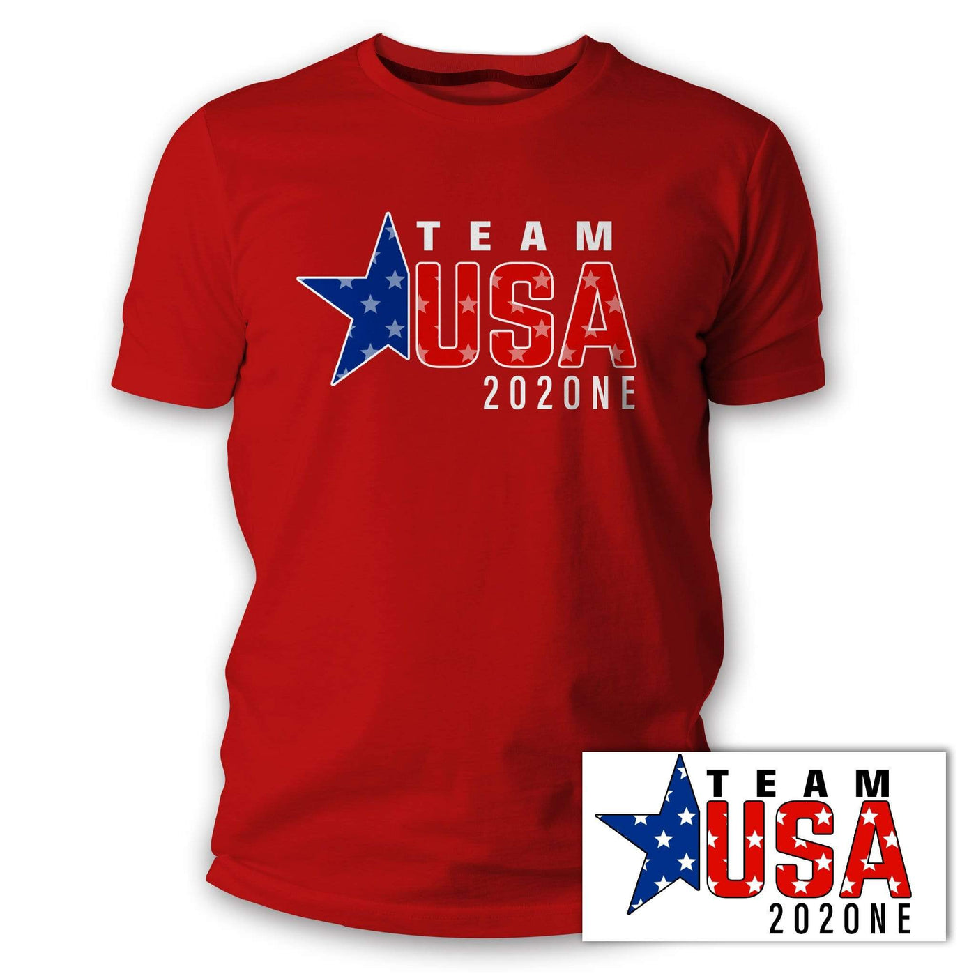 Team USA Red T Shirt with Vinyl Sticker